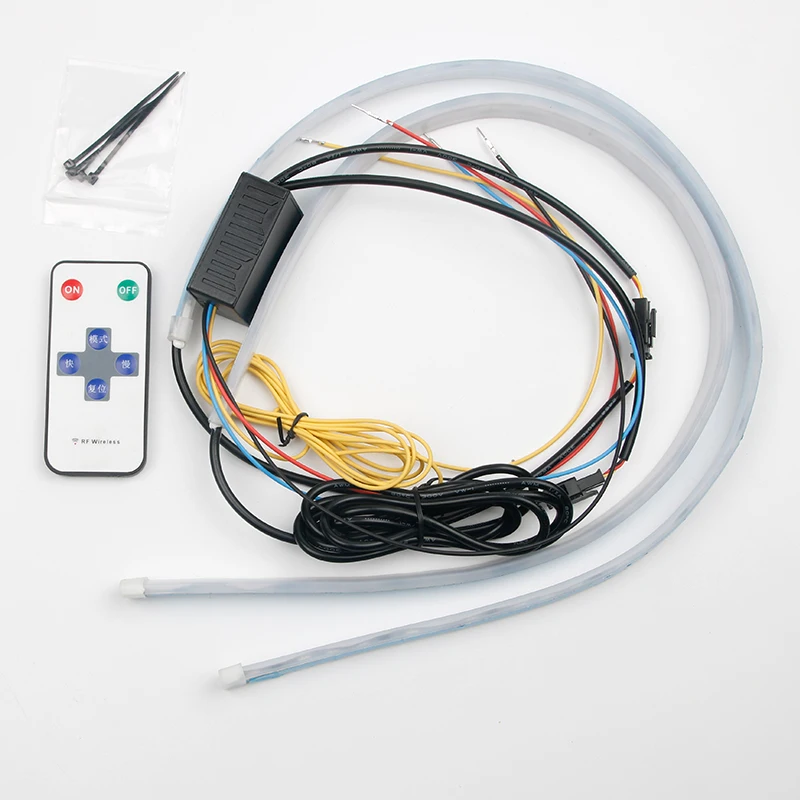 12 В Автомобильный светодиодный DRL дневные ходовые огни RGB Светодиодные полосы лампы фары плавный поворот желтый сигнал гибкий универсальный для автомобилей