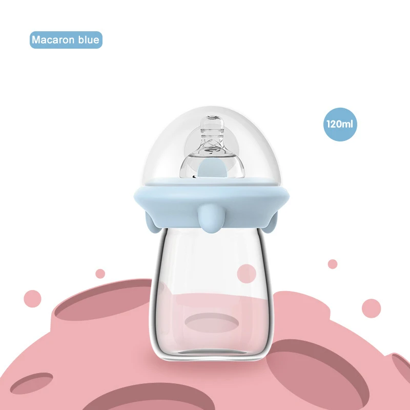 Blue 120ml XL nipple IMBABY 120/300 мл бутылочка для кормления бутылочки для кормления детские бутылочки для кормления 0-12 м силиконовая соска тяжелый шар соломы - Цвет: Blue 120ml XL nipple