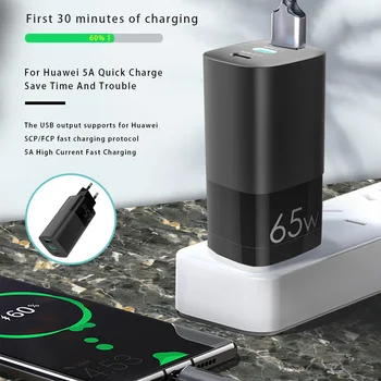 

USB Type-c Laptop Charger Tablet Phone Game Console Earphone 65W Fast Charging Adapter EU/US/UK Plug