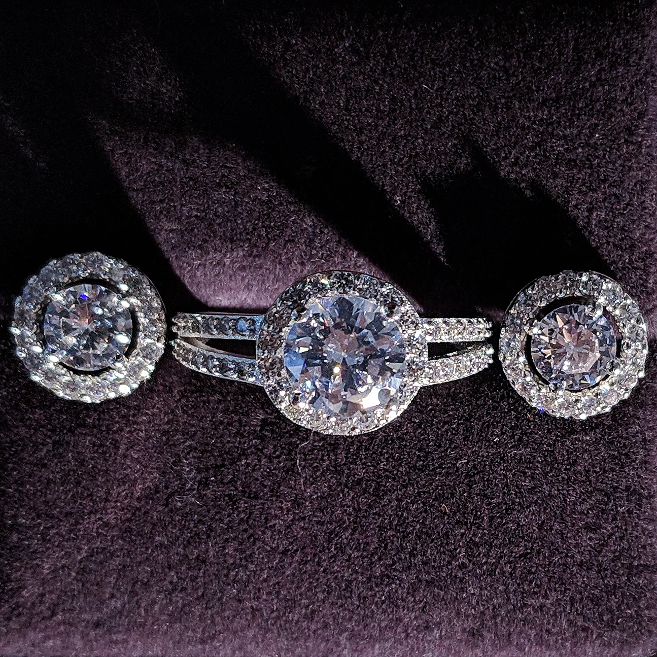 925 пробы серебряные ювелирные изделия набор halo обручальное кольцо круглые серьги гвоздики для свадьбы подарок на день Святого Валентина вечерние J4931