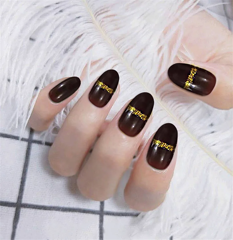 27 DIY Модные накладные ногти 24 шт/партия готовые предварительно дизайнерские полные акриловые накладные ногти 3D Советы Искусственные накладные ногти 28 цветов на выбор - Цвет: 27