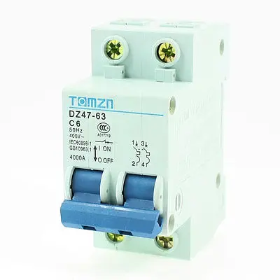 

AC 400V 6A 2 Poles 2P Overload Protection MCB Mini Circuit Breaker