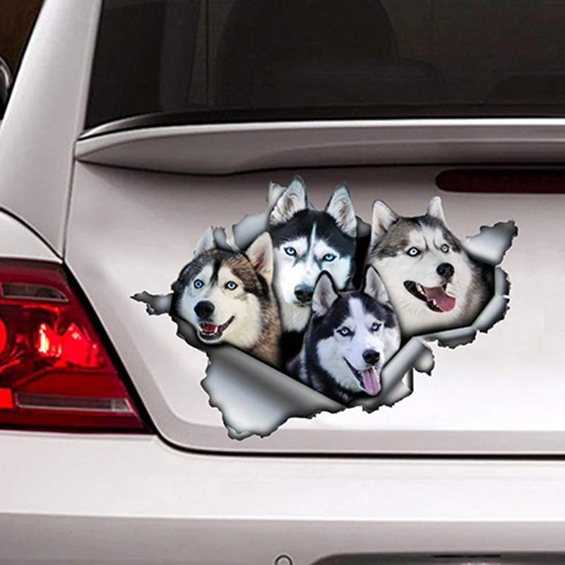 Автомобильная наклейка EARLFAMILY 13 см x 8 9 с забавными Huskies рваная металлическая