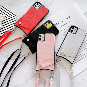 

Moskado Fashion Simple Strap Cord Chain Phone Case For iPhone 11 Pro X XR XS Max 8 7 Plus Credit Card Holder Soft TPU Back Cover