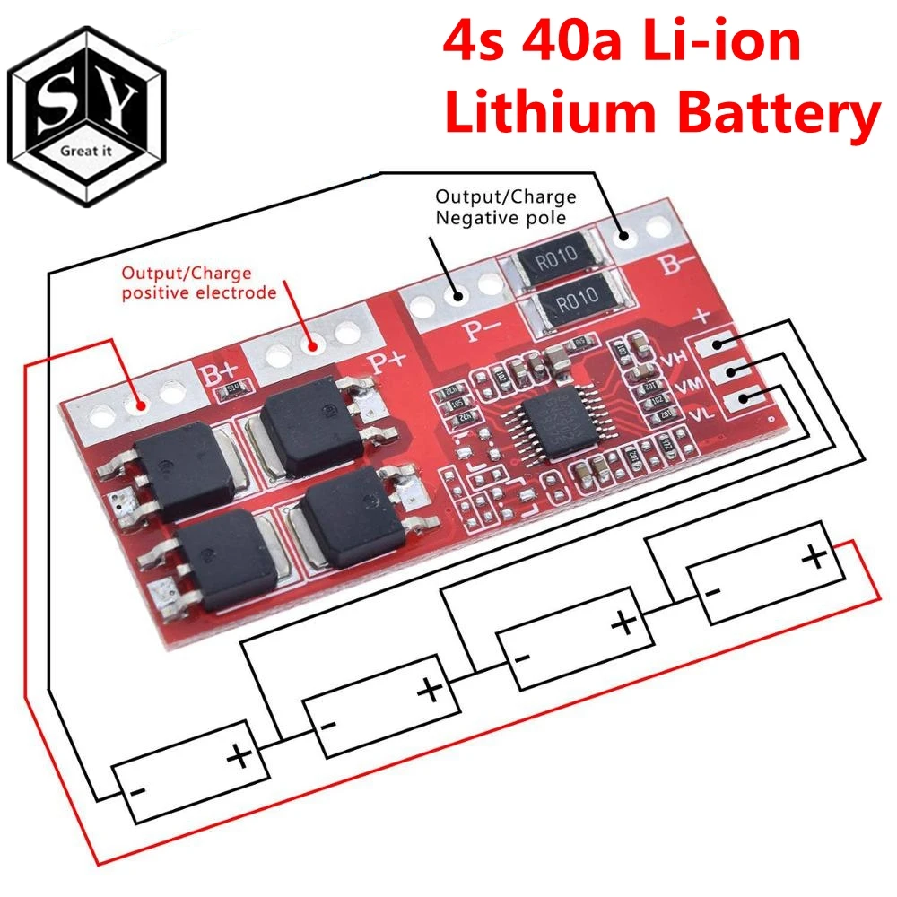 3/4S 40A Li-ion Lithium Battery Charging Protector Board 18650 Module Electronic