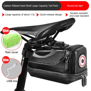 

MTB Road Bicycle Bags Bike Saddle Bag Waterproof Cycling Bag With Tail Light USB Line Waterproof Holder Bicycle Accessories