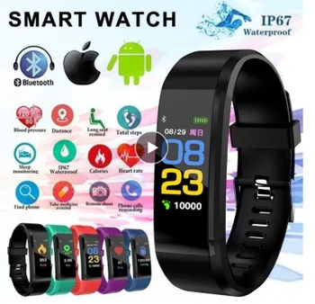 

115Plus Bracelet Heart Rate Blood Pressure Smart Band Fitness Tracker Smartband Bluetooth Wristband for fitbits Smart Watch