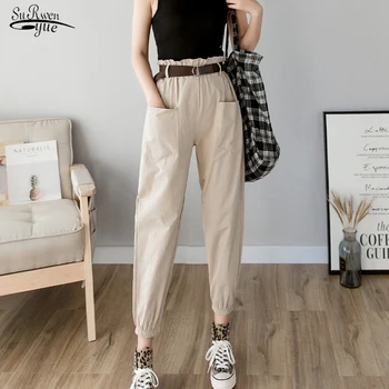 

New Autumn Women Pants 2019 Casual Cargo Pants Streetwear Female Solid High Waist Harem Pant Pencil Women Trousers 7173 50