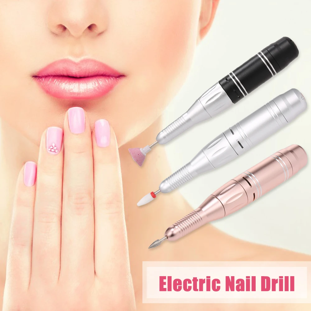 Portable Electric Nail Drill Manicure Pedicure Acrylic Nail Kit with Dust Removal Brush Toe Separators File Nail Drill Bits Set