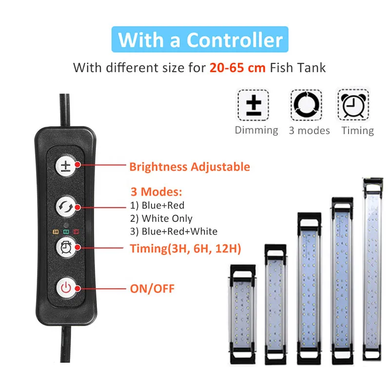  Aquarium Light RGB Fish Tank Lamp LED Lighting Fishing Tank 20-65CM Led Planted With Timer Aquatic  - 4000167754673