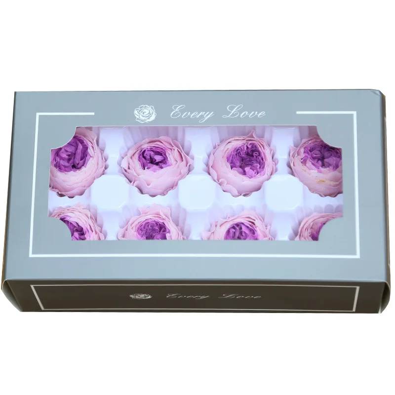 Pink Purple 1 коробка высокого качества вечный цветок Роза Остина диаметр цветка 4-5 см класса А с лакированным вечные цветы материал для изготовления подарочной коробки - Цвет: Pink Purple