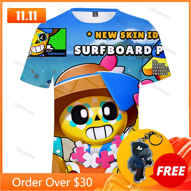 

POCO Shoot Boys Girls 3D PRIMO MORTIS Thin T-shirt Crow Spike Leon Shelly T-shirt Kids Game Anime Star T-shirt Birthday Gift