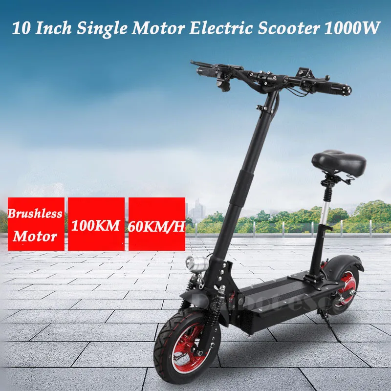 Складной электрический скутер, два колеса, электрические скутеры, 10 дюймов, один мотор, 1000 Вт, 48 В, переносные электрические велосипеды для взрослых
