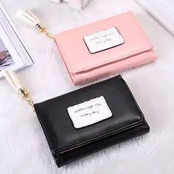 Yfashion модные милые женские короткий кошелек с кисточками три раза маленькие кошельки в Корейском стиле мини-сумка для карт