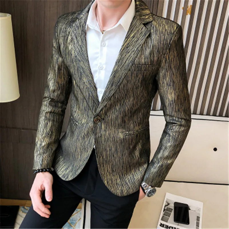 

Casual Suit Coat Men Blazer Homme Slim Fit Golden Blazer for Men Designer Jacket Prom Dress Costume Homme ropa hombre elegante