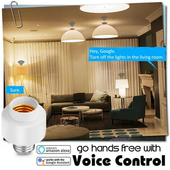 

Smart WiFi Light Bulb Socket Adapter E26/E27 Switch W Alexa Google Home