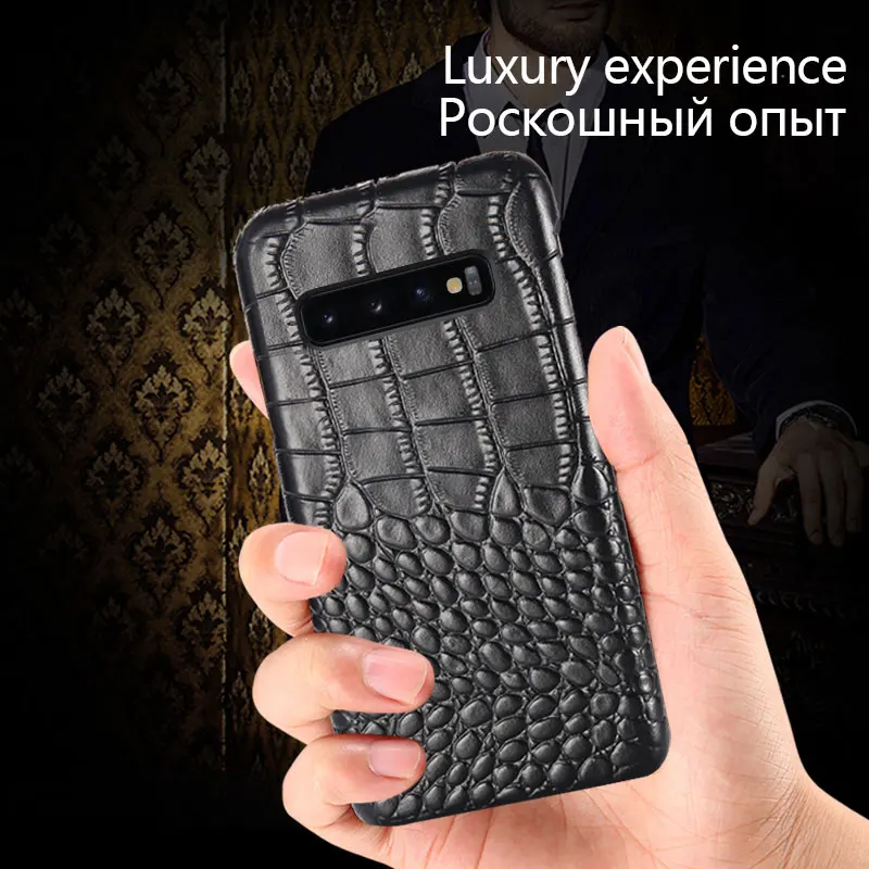 Чехол из натуральной кожи для Samsung S10 plus S9 S8 note 9 8 A9 2018 Роскошный чехол с