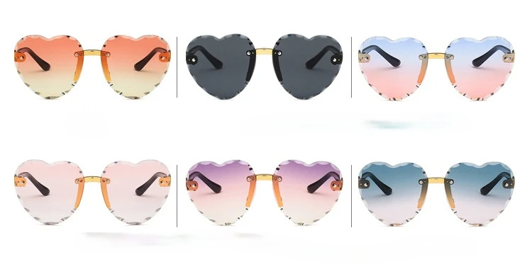 Child Cute Heart Rimless Frame Sunglasses Children Kids Pink Lens Fashion Boys Girls UV400 Protection Eyewear Goggles Shades cheap baby accessories	