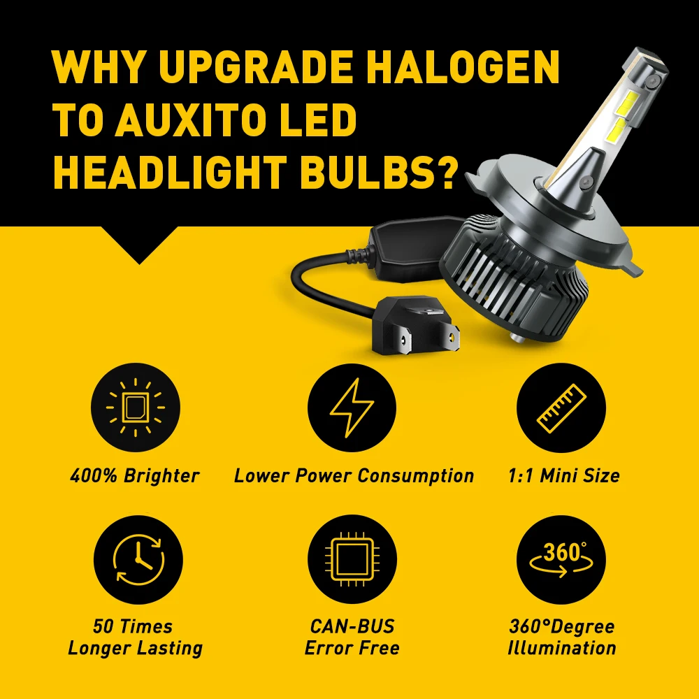 AUXITO Car Headlight H4 LED 9003 Li/Lo H8 H9 H11 9005 HB3 9006 HB4 9012 Hir2 LED Bulb 80W 12000LM Auto Light 12V 6500K Headlamp