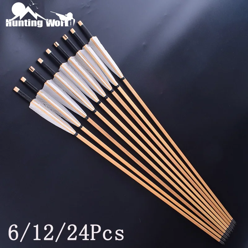 Online Bogenschießen 31 zoll Handmade Holz Pfeile mit Echt Weiß Türkei Feder und Eisen Pfeilspitze für Jagd 25 50lbs Longbow Recurve Bogen