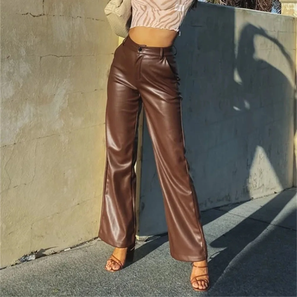 Wsevypo Vintage 90s Pu Leather Straight 