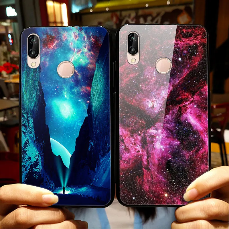 Закаленное стекло Чехол для Huawei P20 Lite Чехол Жесткий ПК Красочный чехол для Huawei P20 Pro Бампер Чехол для телефона P 20 P 20 Pro Lite Coque