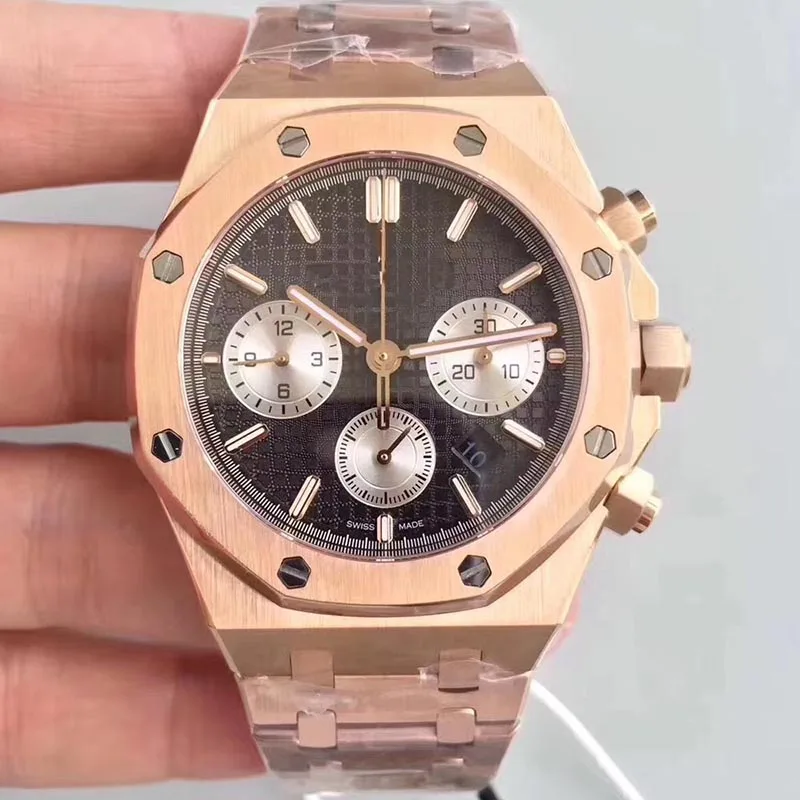 Роскошные женские автоматические механические часы из нержавеющей стали AAA цвета розового золота, брендовые Дизайнерские мужские часы, мужские наручные часы - Цвет: quartz chronograph 3