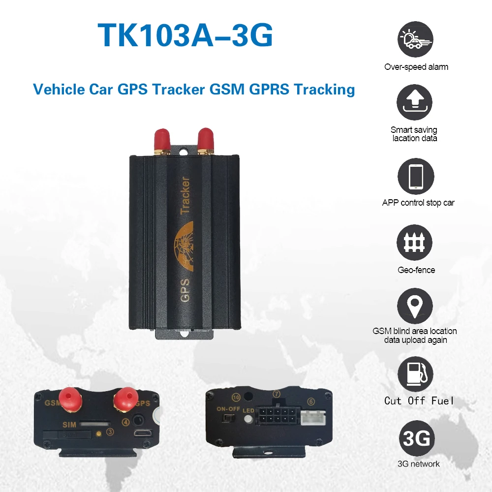 3g автомобильный мотоцикл gps трекер TK103A-3g gps 103A-3g gps GSM GPRS отслеживание в реальном времени локатор с противоугонной гео-забор SOS сигнализация