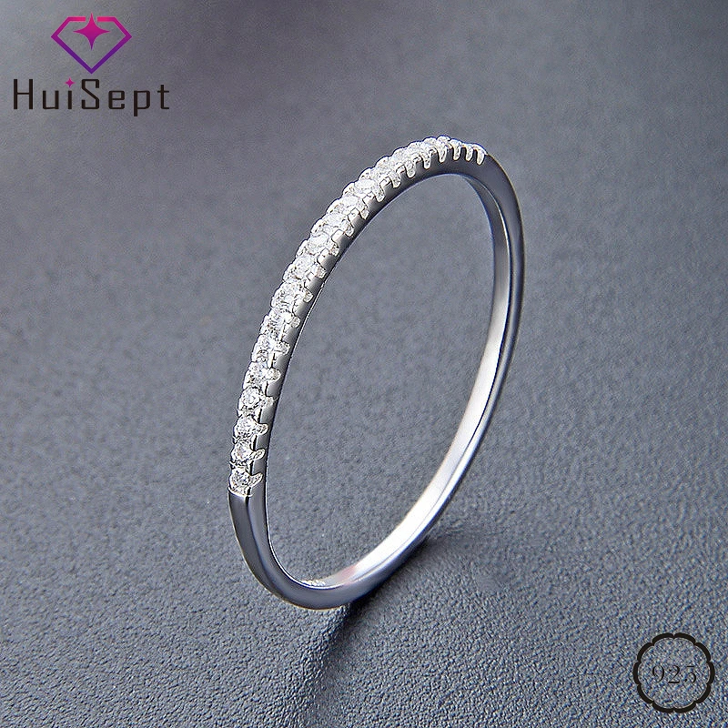 

HuiSept Fashion Ring for Women 925 Sterling Silver Jewellery Round AAA Zircon Gemstones Ornament Wedding Promise Rings Wholesale