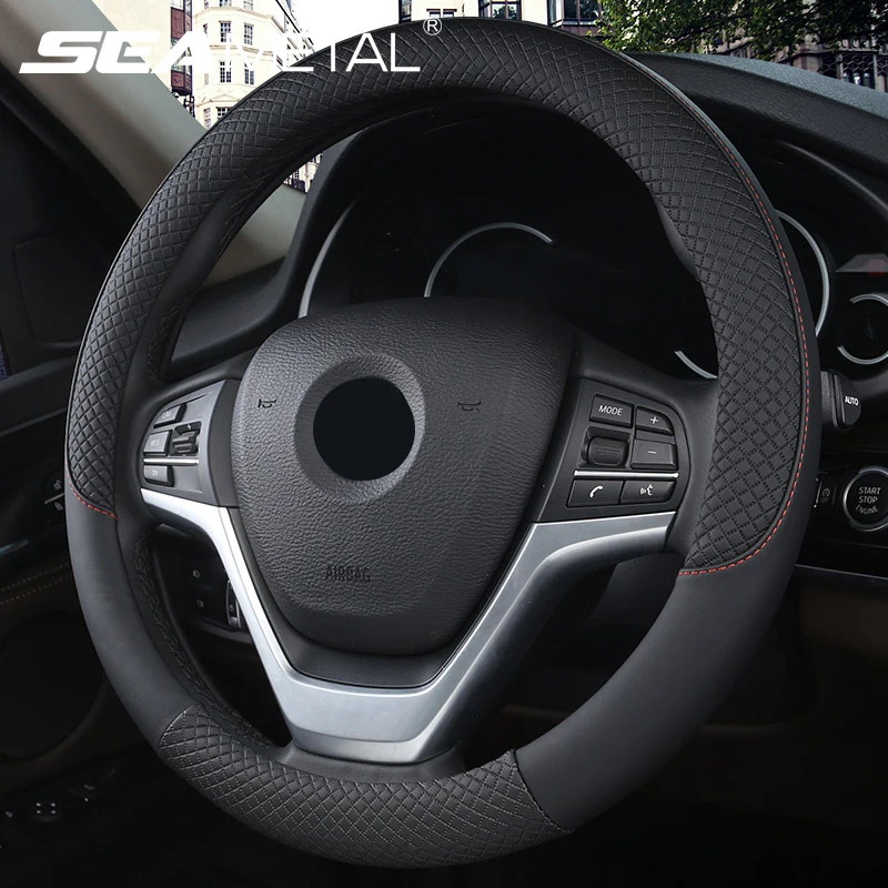 Universal PU Leather Car Steering Wheel Cover Breathable DIY