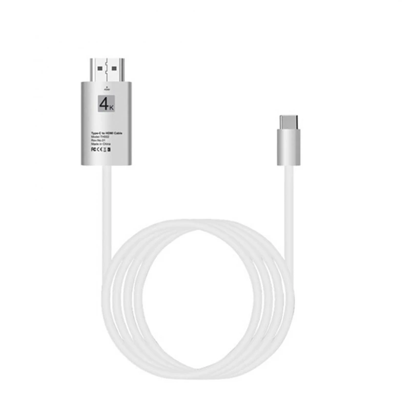 Type-C USB-C HDMI Кабель-адаптер 4K UHD USB 3,1 для S8 S9 Plus note 2 м - Цвет: White