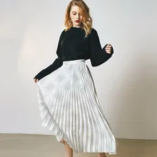 Новые модные милые миди юбки Kawaii в горошек юбка в складку с принтом Осенняя уличная женская одежда