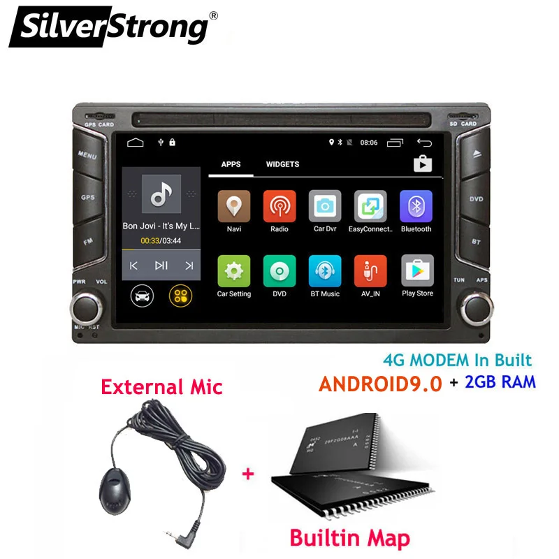 SilverStrong Android9.0 2Din автомобильный DVD 4G модем 2Din радио универсальный автомобильный стерео двойной Din gps автомобильный android радио 6258 - Цвет: 6258 MIC