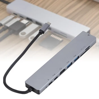 

8 In 1 Extender For PC Laptop Travel USB C Hub Multi Splitter Portable Mini Type-c RJ45 Adapter Home Office High Speed 4K HDMI