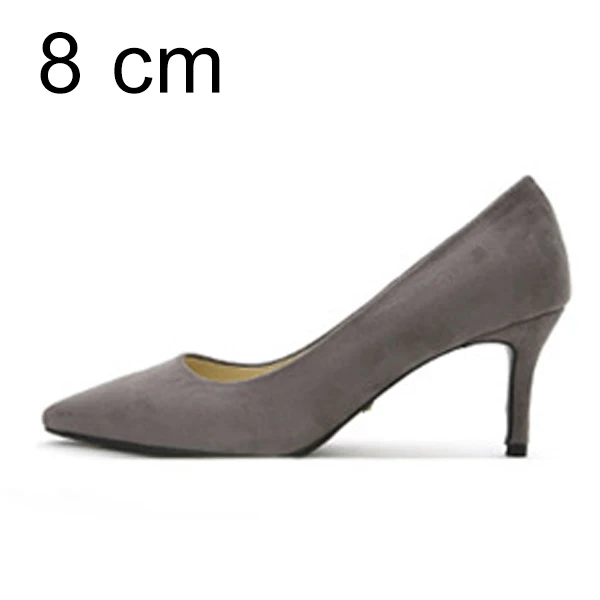 Grey Pumps 8cm Женские туфли-лодочки Женская обувь в Для женщин каблуке, Фирменная женская обувь, мягкое покрытие флок, однотонный цвет, классические женские тонкий каблук Повседневная обувь размера плюс Весна де - Color: Grey Pumps 8cm
