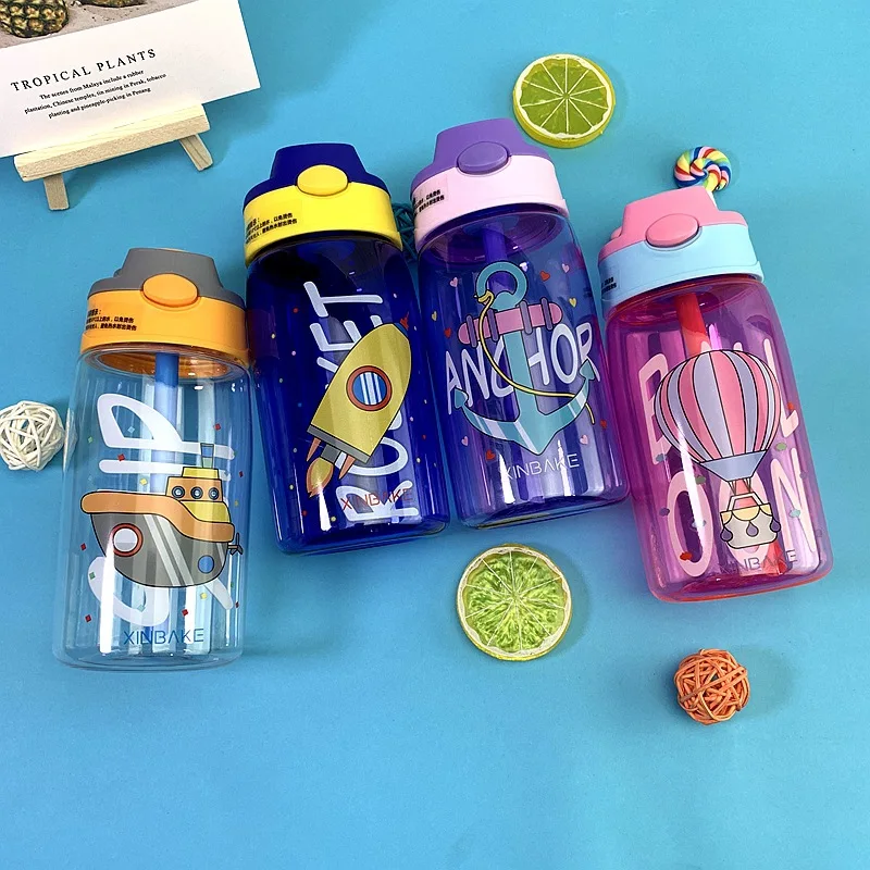

Children's Plastic Cartoon Sippy Cup Transparent Creative Portable Cup Male And Female Students Baby Learn To Drink Cups