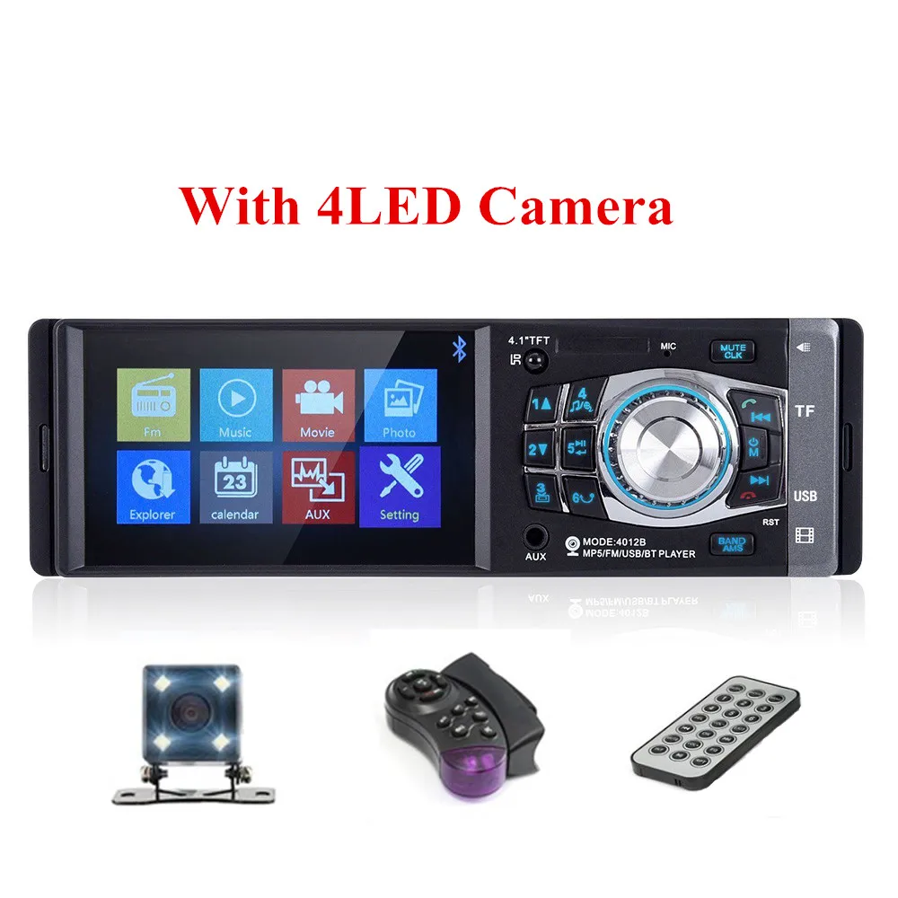 LTBFM 4012B 4,1 дюймов 1 Din радио автомобильное радио автомобильная стереосистема Bluetooth USB AUX FM радио станция Поддержка камеры заднего вида дистанционное управление - Цвет: With 4LED Camera