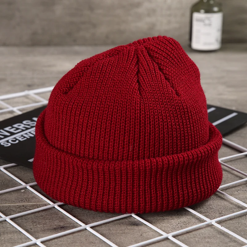 Skullies женские вязаные высококачественные женские разноцветные универсальные корейские пары повседневные зимние шапочки аксессуары в стиле харакзюку - Цвет: burgundy
