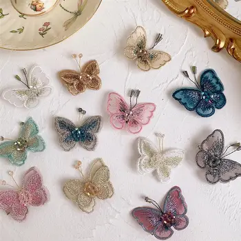 

6pcs Cute Hairpins Gauze Hairpin Embroidered Butterfly Hairpins Bang Clip Hair Accessories For Women Girls Kids (Assorted Color)