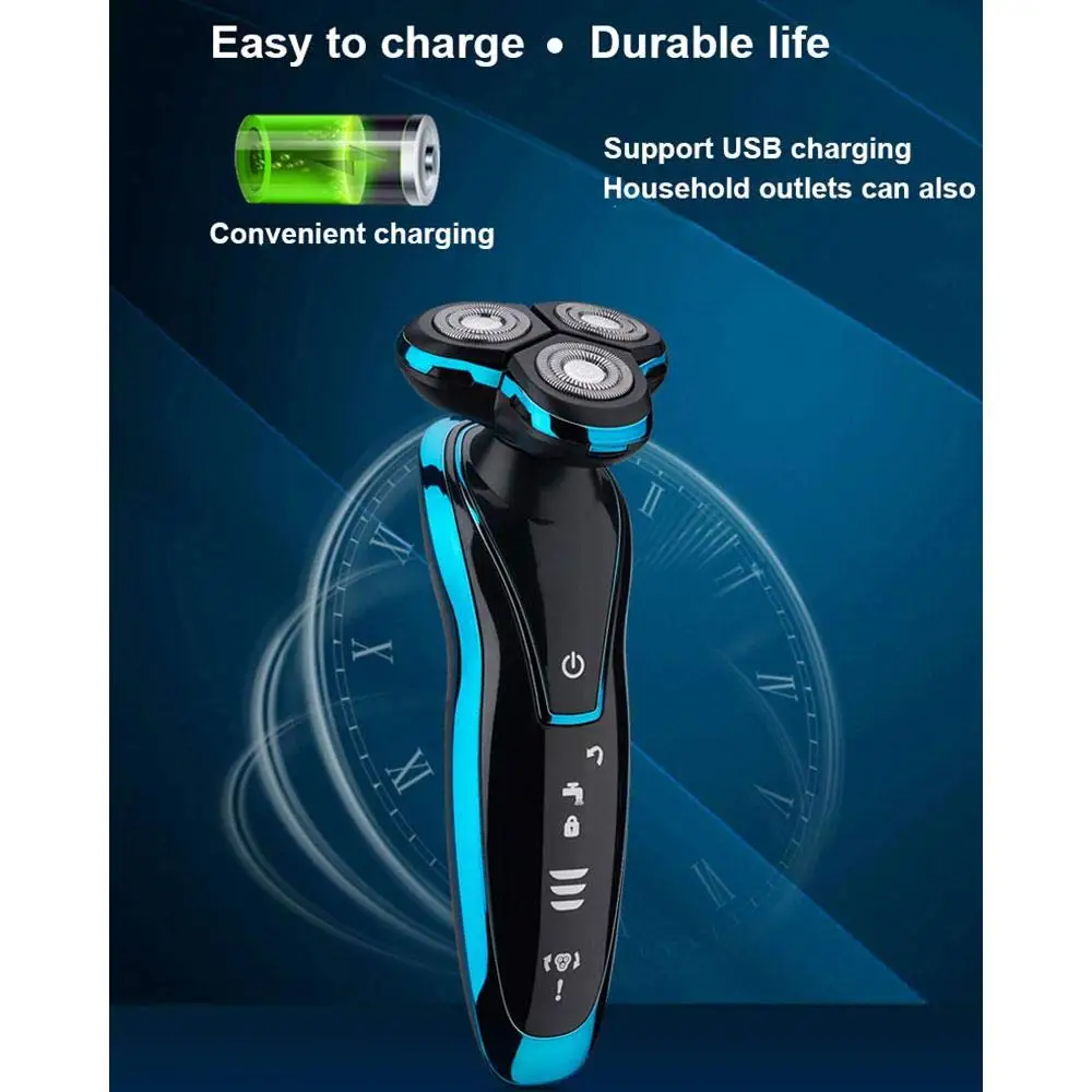 

Waterproof Cordless USB Rechargeable Rotary Men Razor Shaver Wet Dry