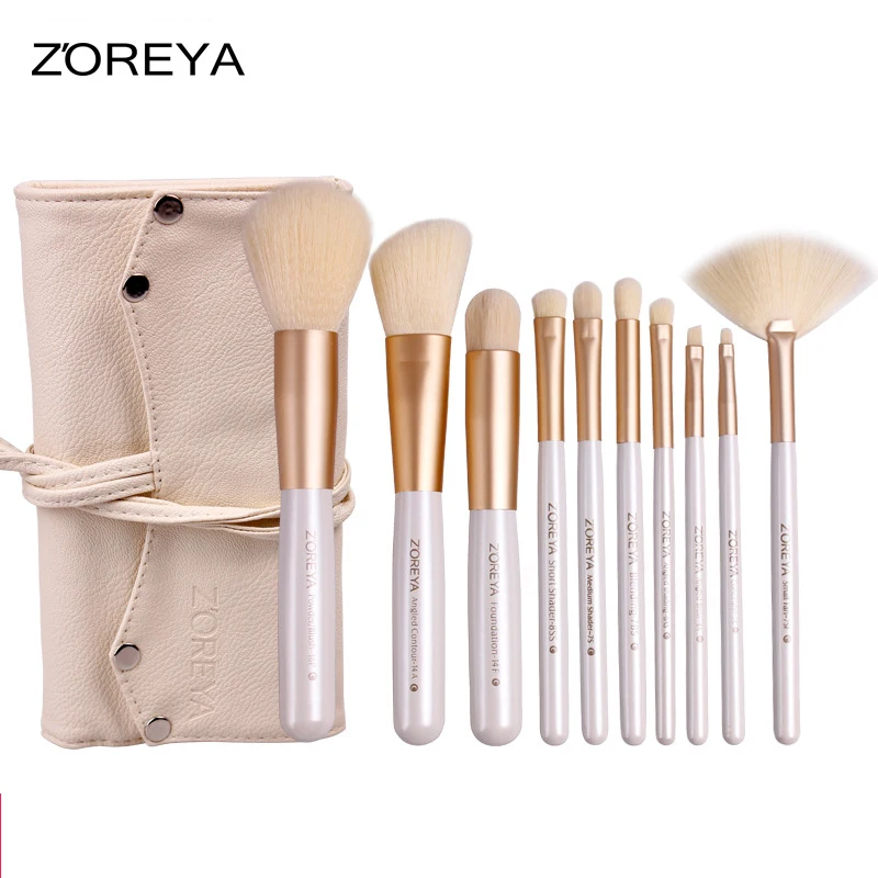 ZOREYA Brand Make Up Brushes 10pcs Professional Cosmetics Brush Beauty Essential Brush Set With