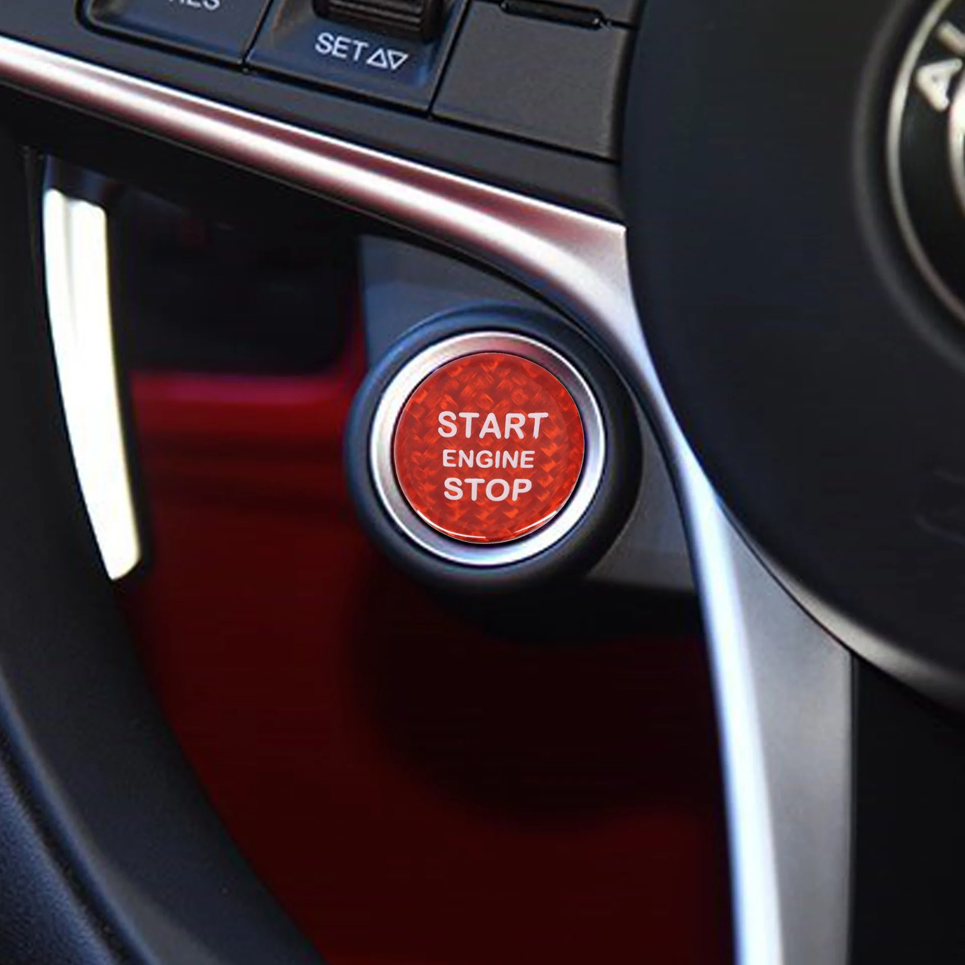Наклейки из натурального углеродного волокна для Alfa Romeo Stelvio кнопки включения и