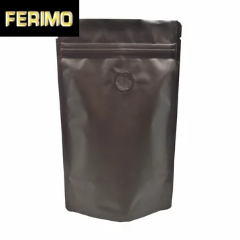 

20Pcs/lot Stand Up Matte Coffee Color Pure Aluminum Foil Zip Lock Package Bag with Vent Valve for Coffee Beans Snack Storage