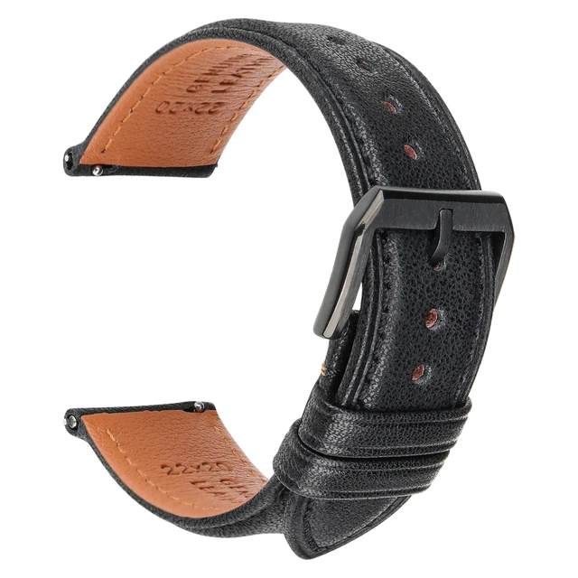 Hight Quality Watch Band Quick Release Soft Genuine Leather Strap For Huawei GT2 Pro ECG 22mm 20mm Mens Smartwatch Accessories Black B