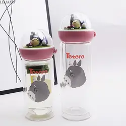 300 мл Kawaii Аниме Тоторо переноска бутылки воды фигурка двойной слой овеностойкая стеклянная чашка с крышкой микропейзаж посуда для напитков