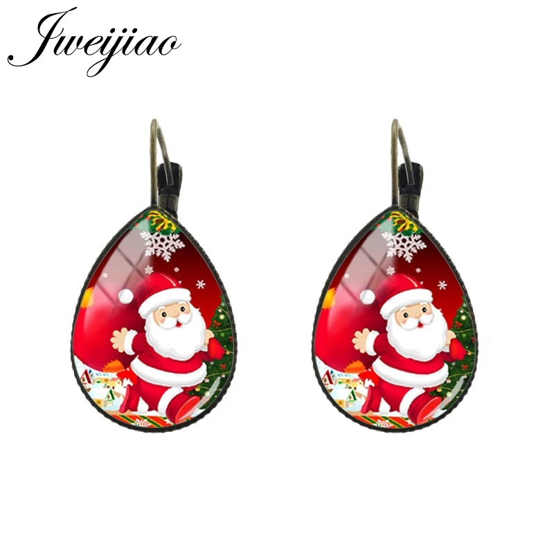 JWEIJIAO, серьги с Рождеством, сани и лося, рисунок, слеза, капля воды, ушные клипсы для женщин, мужчин, детей, ювелирное изделие, подарок С30 - Окраска металла: CM164