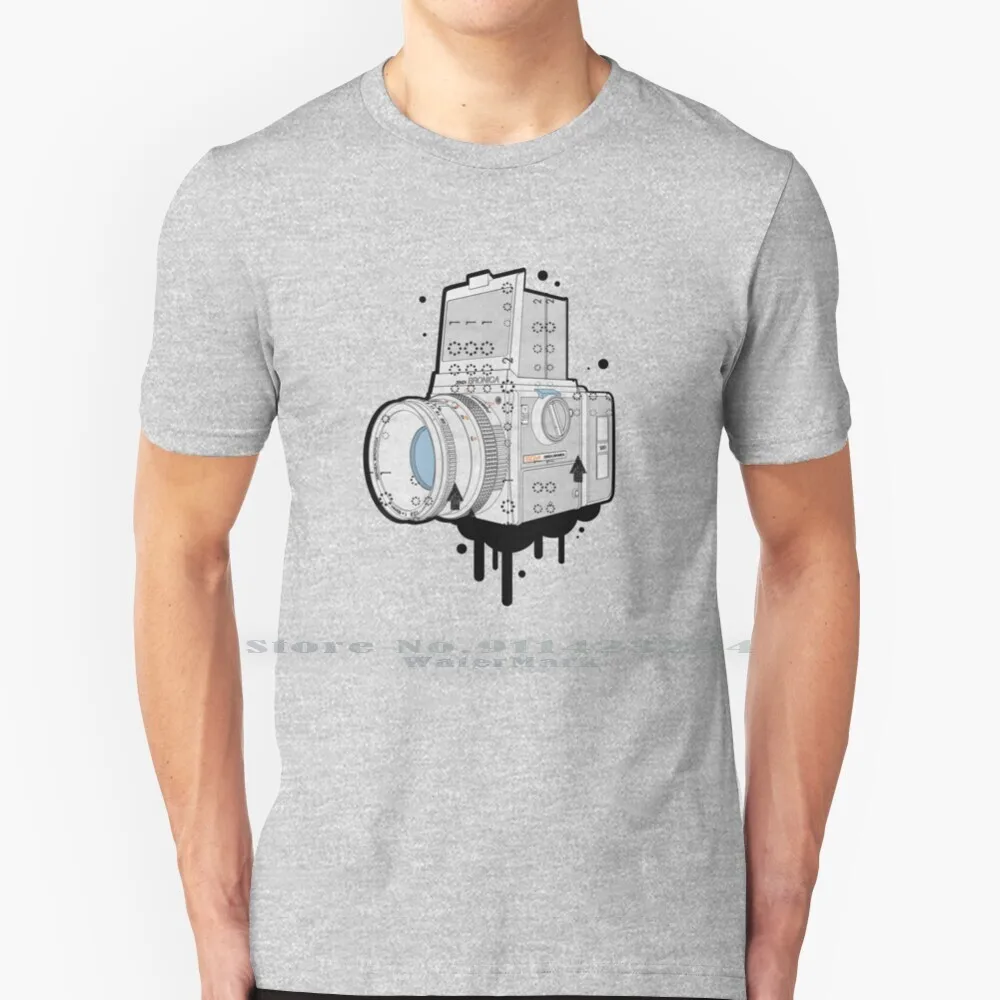 Bronica T Shirt 100% Puro Cotone Retro Film 6X6 Bronica Sqa Linee Fotografiche Di Medio Formato Trend Creativo Vintage Cool Gift Euro