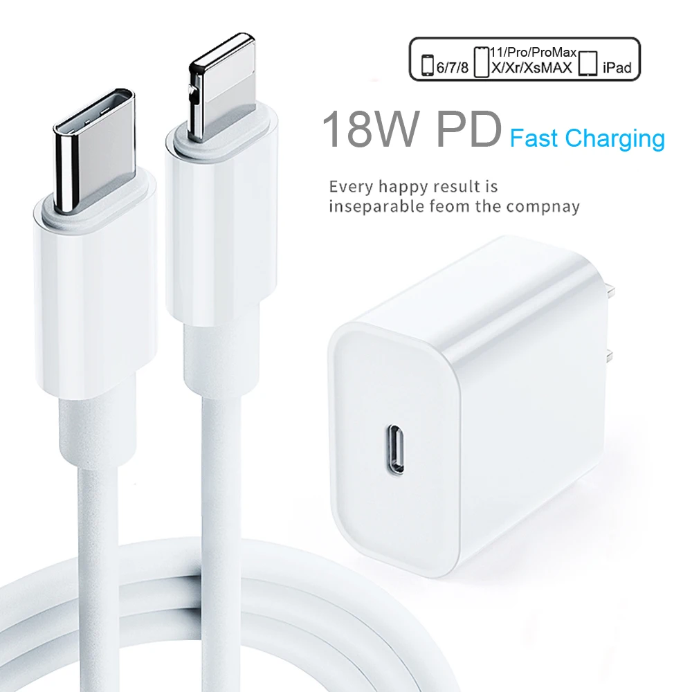 PD Быстрая зарядка 18 Вт 9В/2а USB-C кабель Type-C для Lightning адаптер зарядного устройства для iPhone 11 11Pro Max XS iPad Mini Pro Air PD Быстрая зарядка 18 Вт 9В/2а USB-C кабель Type-C для Lightning адаптер зарядного устройства для iPhone 11 11Pro Max XS iPad Mini Pro Air
