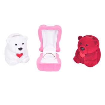 

Mini Animal Bear Jewlery Box Ear Studs Jewelry Velvet Ring Earrings Organizer Display Stand Holder Rack Showcase Jewelry Box