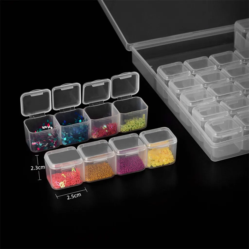 56 Dividers Nail Beads Gem Diamond Display Storage Case Plastic Jewelry Necklace Holder Organizer Box